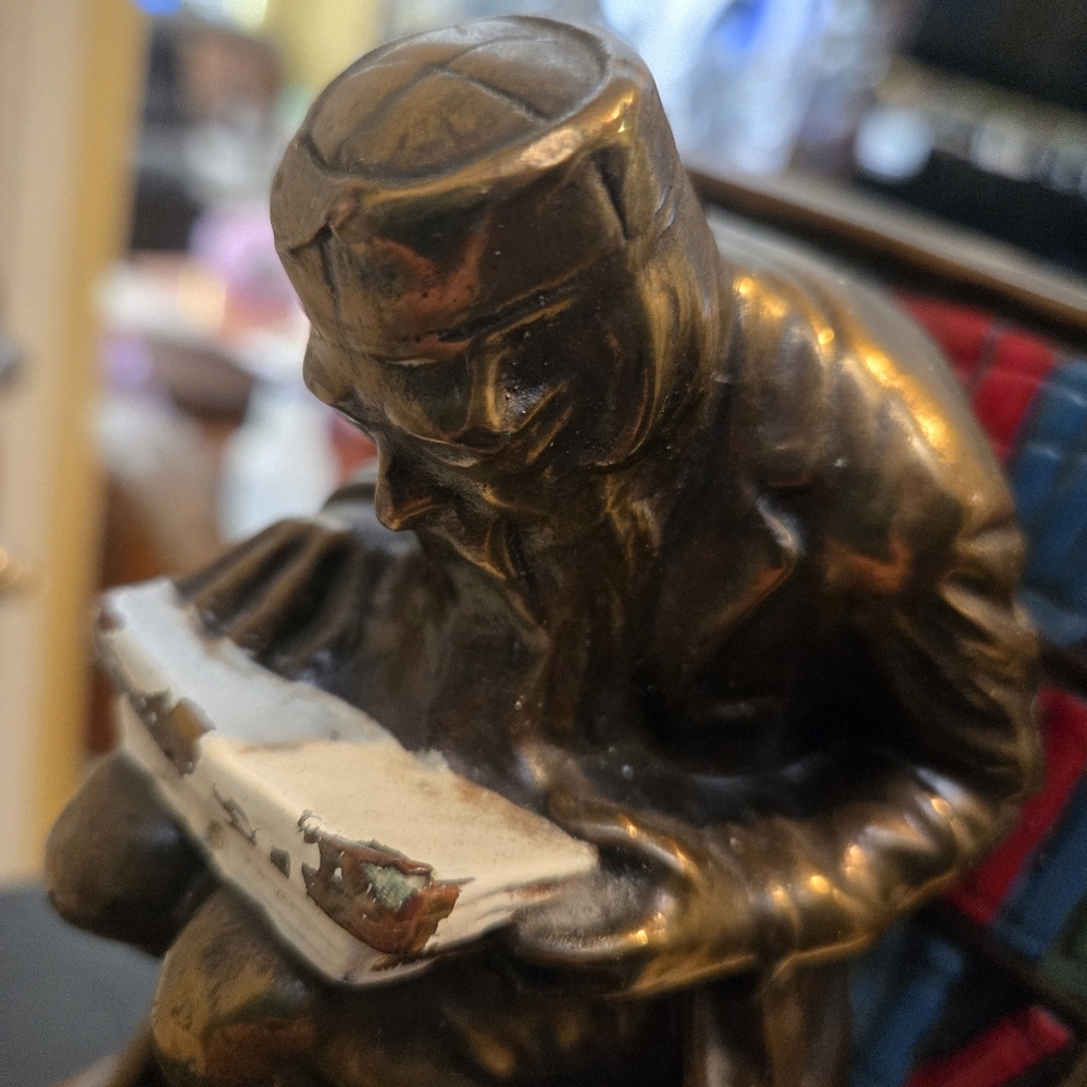 Vintage Bronze Bookend with Red and Blue Accents - Picture 10 of 12